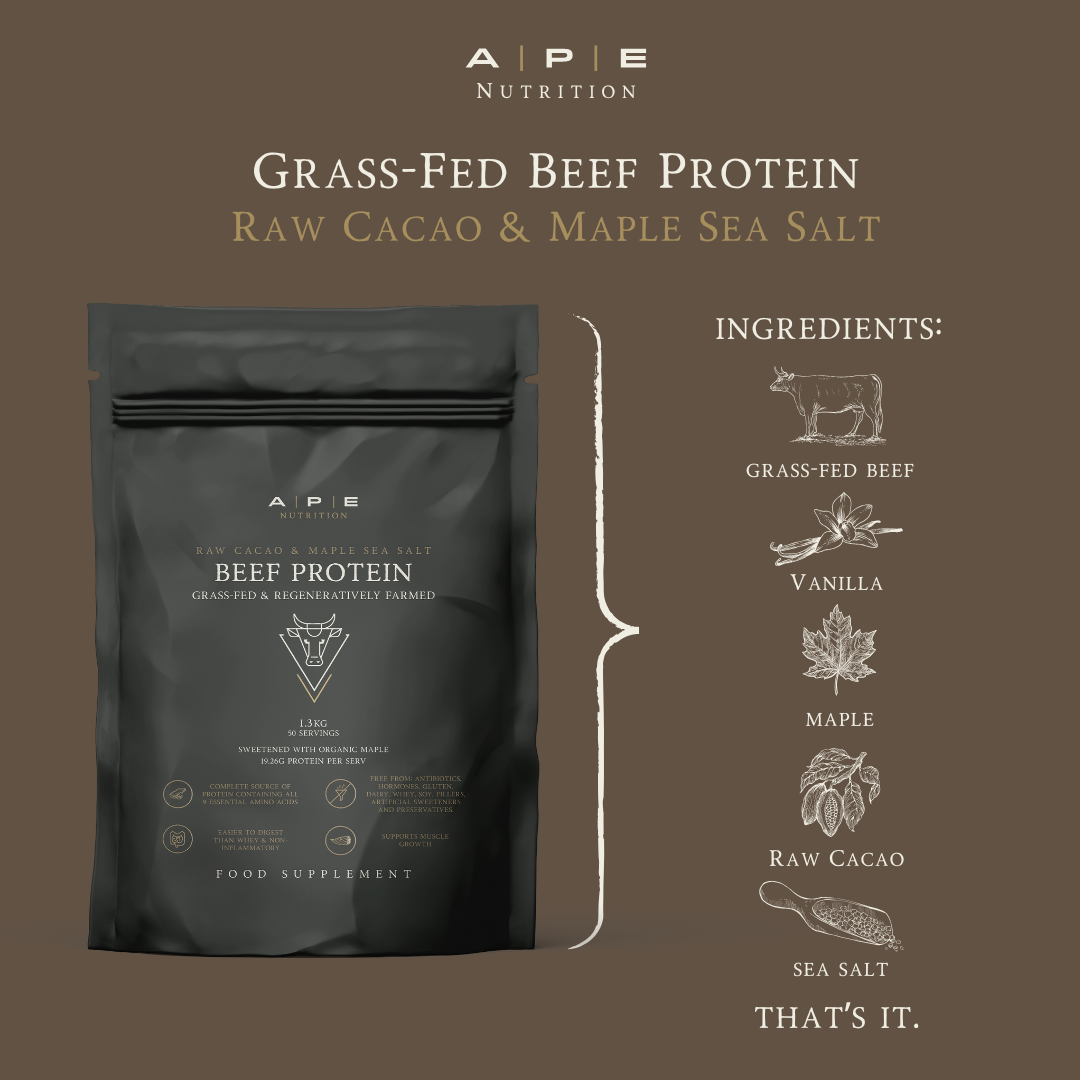APE Nutrition – wholesale Protein/superfood powder – Grass-Fed Beef Protein | Raw Cacao & Maple Sea Salt7