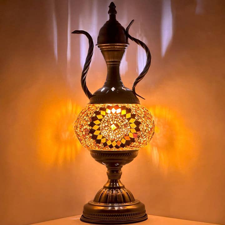SILVERFEVER Mosaic Table Lamp Turkish Teapot Ember Sunflour for wholesale by Silver Fever