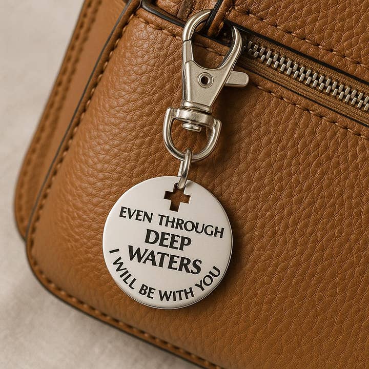 Même à travers les eaux profondes, je serai avec toi, charme gravé à clipser, Ésaïe 43:2 pour la vente par JKCE Designs