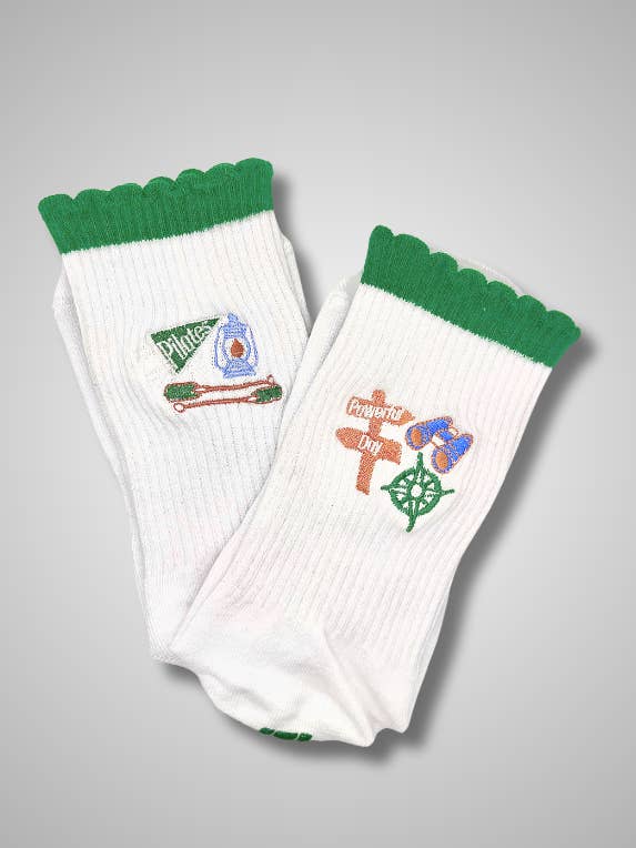 Camp Pilates! Grip Socks Pilates socks for wholesale by Powerful Day