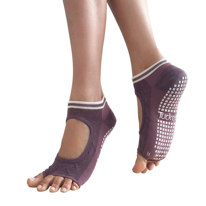 Tucketts Allegro - RosyBrown Ridge Pilates Socks - Non-Slip Grip, Open Toe, Barre & Yoga - Women's for wholesale by Tucketts