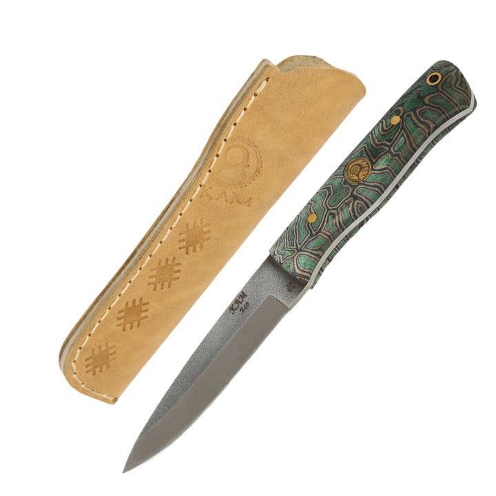 Kam Knife - B40 - D2 Steel - Green G Micarta Handle for wholesale by FEVUP CO.