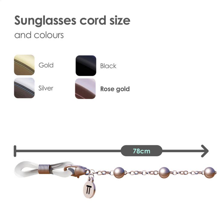 MATTISE – Fio de óculos e óculos de sol - Unissexo por atacado – Cordão para Óculos de Sol com Bolas em Ouro Rosa (Unissexo)