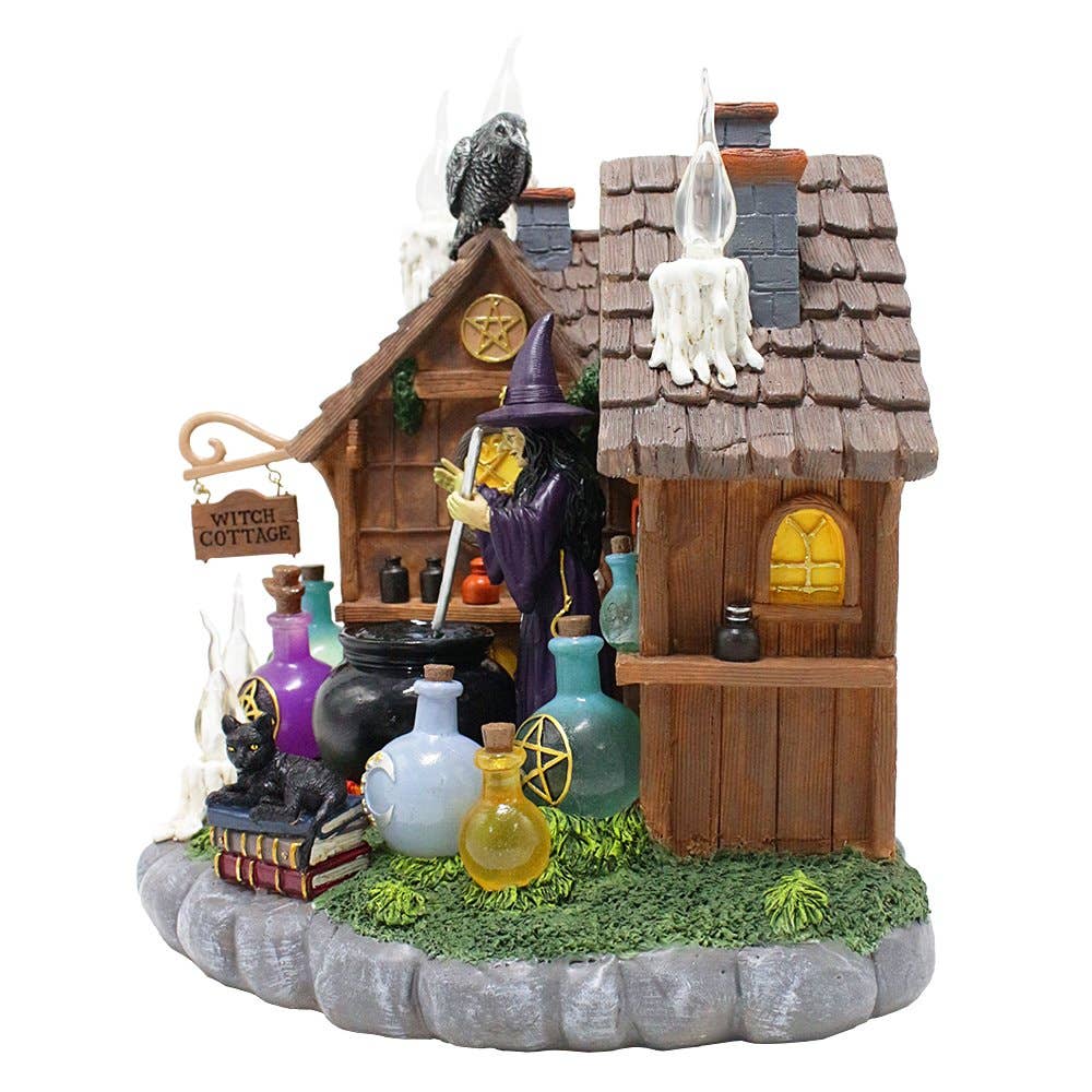 OrnamentallyYou - Wholesale Decoratief beeldje - Verlicht beeldje van Enchanted Witch Cottage, 10" LED Halloween 6