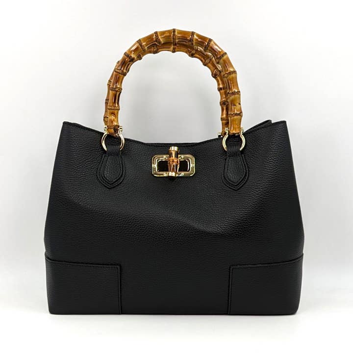 Tempest Designs - Wholesale Top Handle Bag - Women's - Super stylish medium leather handbag with bamboo handles and bamboo twist clasp1
