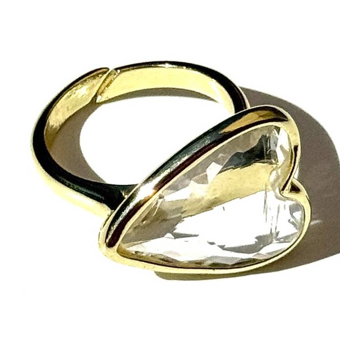 Bague Cœur Facetté en Cristal de Quartz pour la vente par Leetie Lovendale