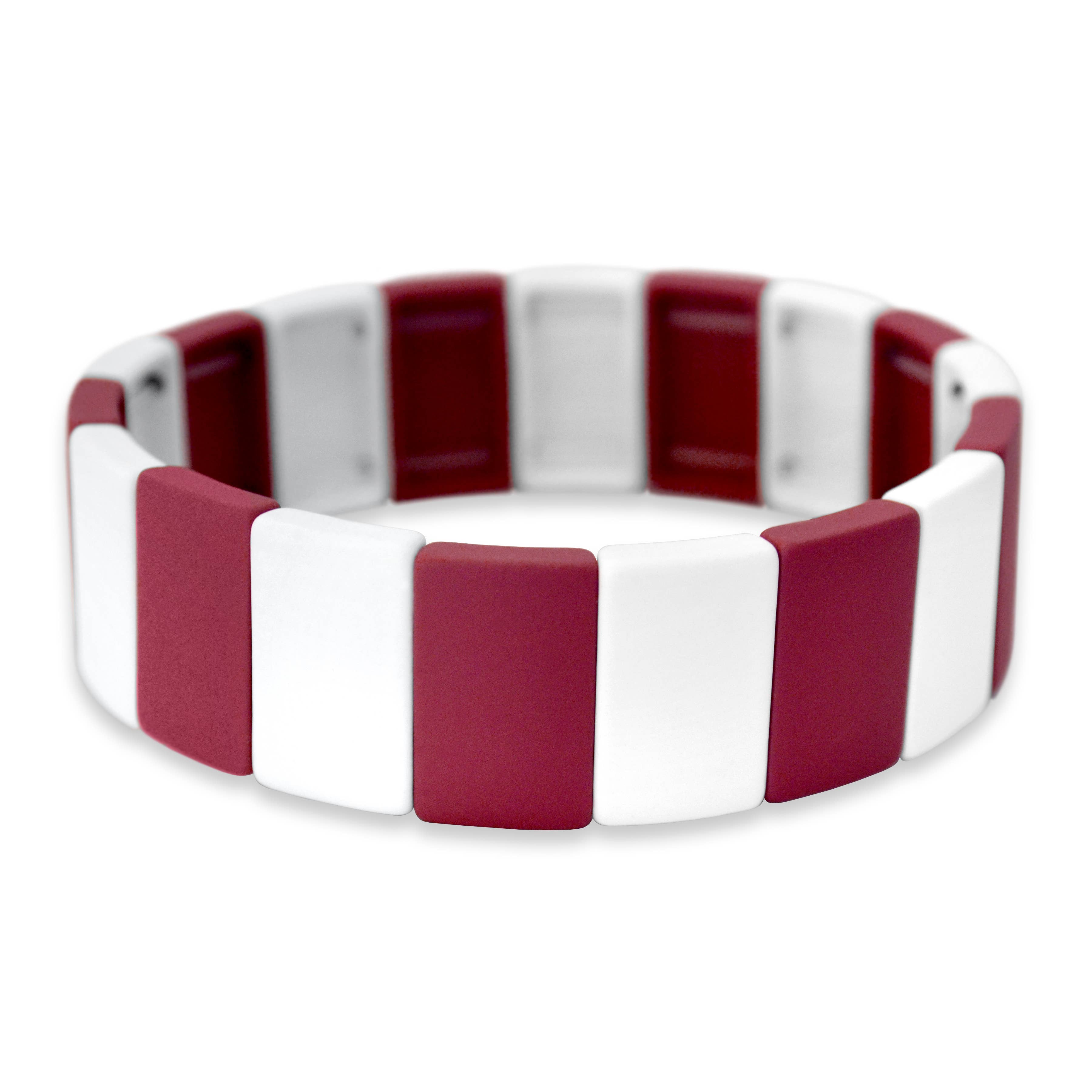 From The Heart - Wholesale Bangle Bracelet - Spirit Stretch Bracelet - Crimson/White0