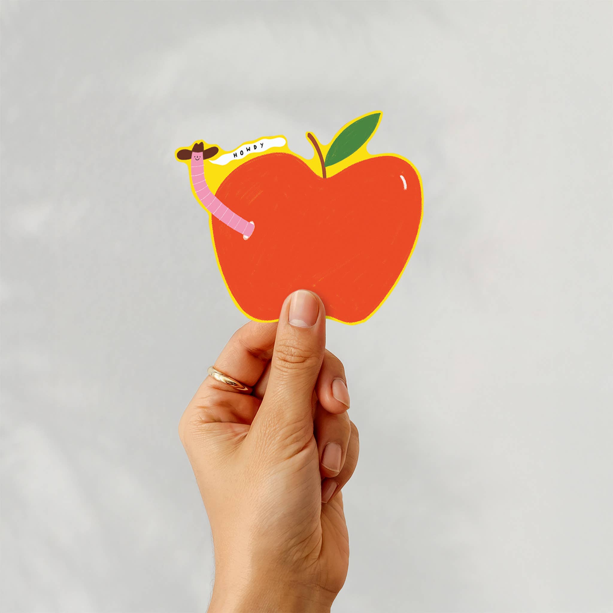 Little Black Cat Illustrated Goods – Engroshandel Klistermærke – Orm Cowboy Klistermærke | Howdy Vinyl Klistermærke | Orm I Æble3