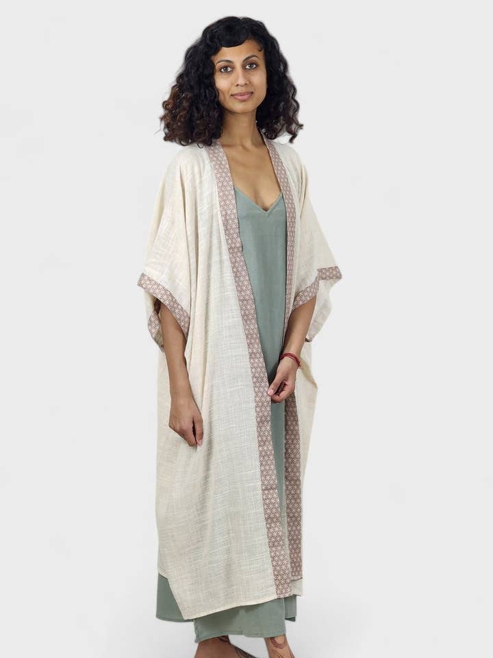 Unisex Flower of Life Organic Cotton Kimono for wholesale by Sacred Ceremony