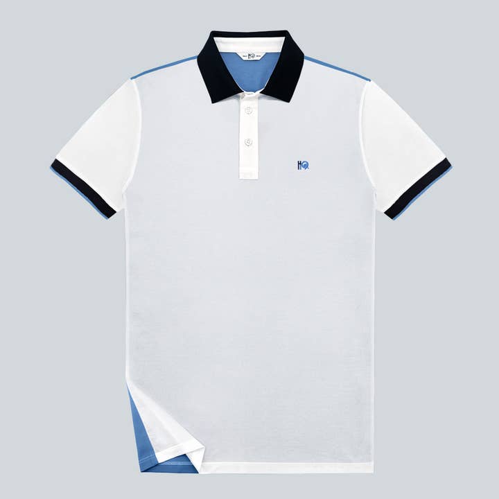 Rebirth U0101 2 H19 Polo bicolor branca e azul por atacado de H19