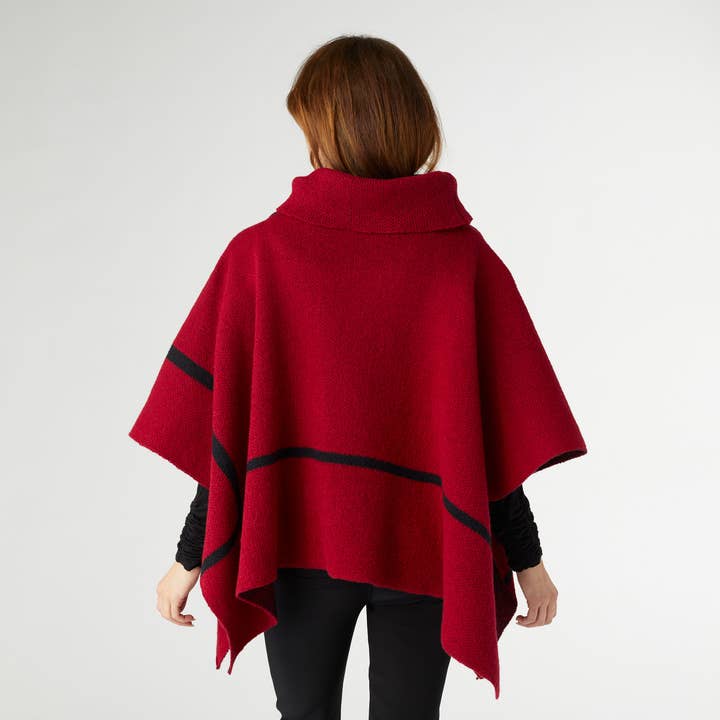 Red Sheldon Cowl Neck Poncho for wholesale on Faire