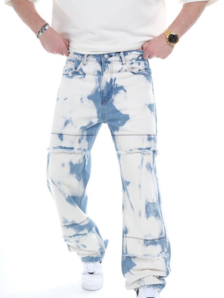 Premium Baggy Splashed Patck Work Denim Jeans for wholesale by PremiumDenim