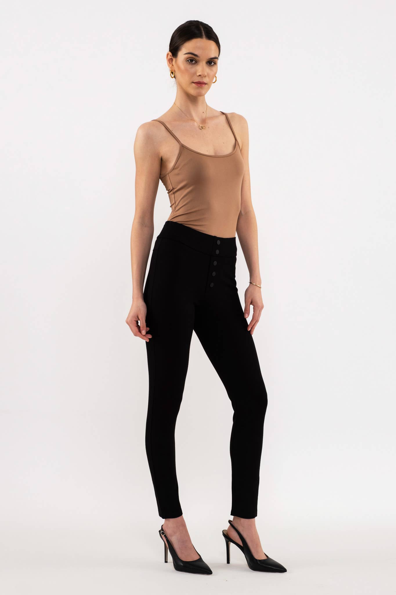 BLACK BUTTON DETAIL JEGGINGS for wholesale on Faire2