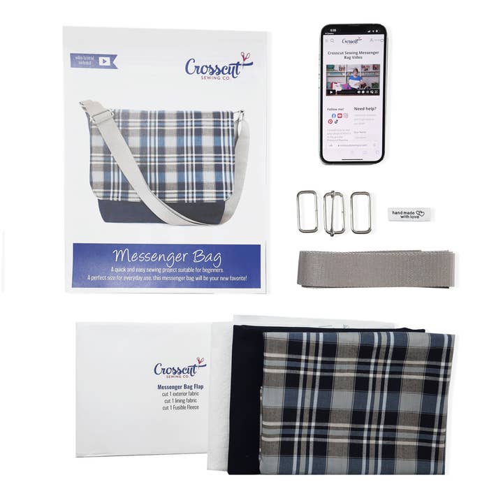 Crosscut Sewing Co. - Wholesale DIY Craft Kit - Messenger Bag Sewing Kit - DIY Beginner Sewing Project Kit Kids and Adults52