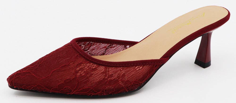 Mars Sky Shoes Wholesale - Wholesale Low Heels - Women's - Anne Michelle SCARLET-03 Women Low Heel Mesh Lace Slipon Mules-12 Pairs Pack-15.95/Pair2