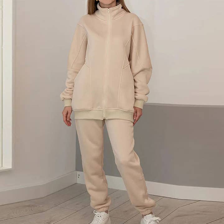 Lily Clothing - Wholesale Top & Pant Set (NOT Loungewear) - Women's - CASUAL LOOSE ZIPPER TOP DRAWSTRING LEG TRACKSUIT3