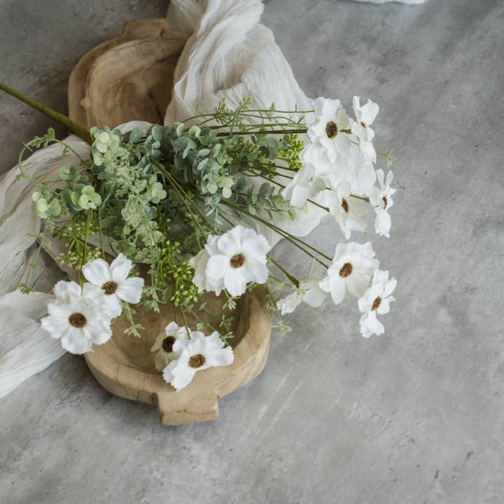 18" WHITE COSMOS BUSH for wholesale by Ragon House