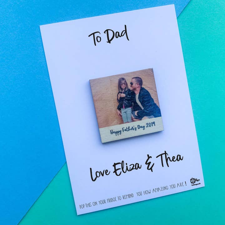 Trykt træ fotomagnet og kort for engroshandel hos Dios Designs