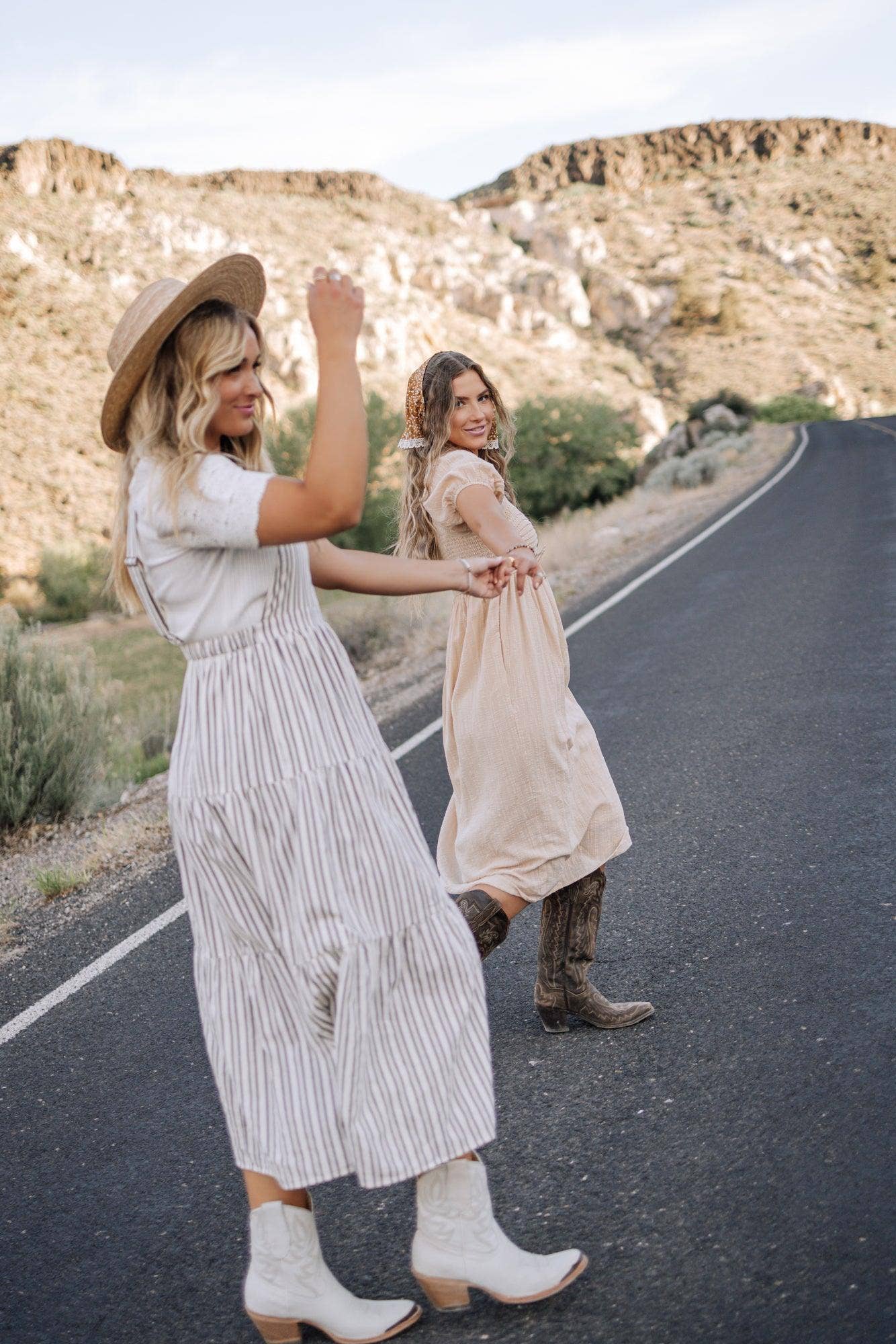 Fehrnvi Apparel - Wholesale Dress - Women's - Elizabeth Overall Dress in Ivory Charcoal3