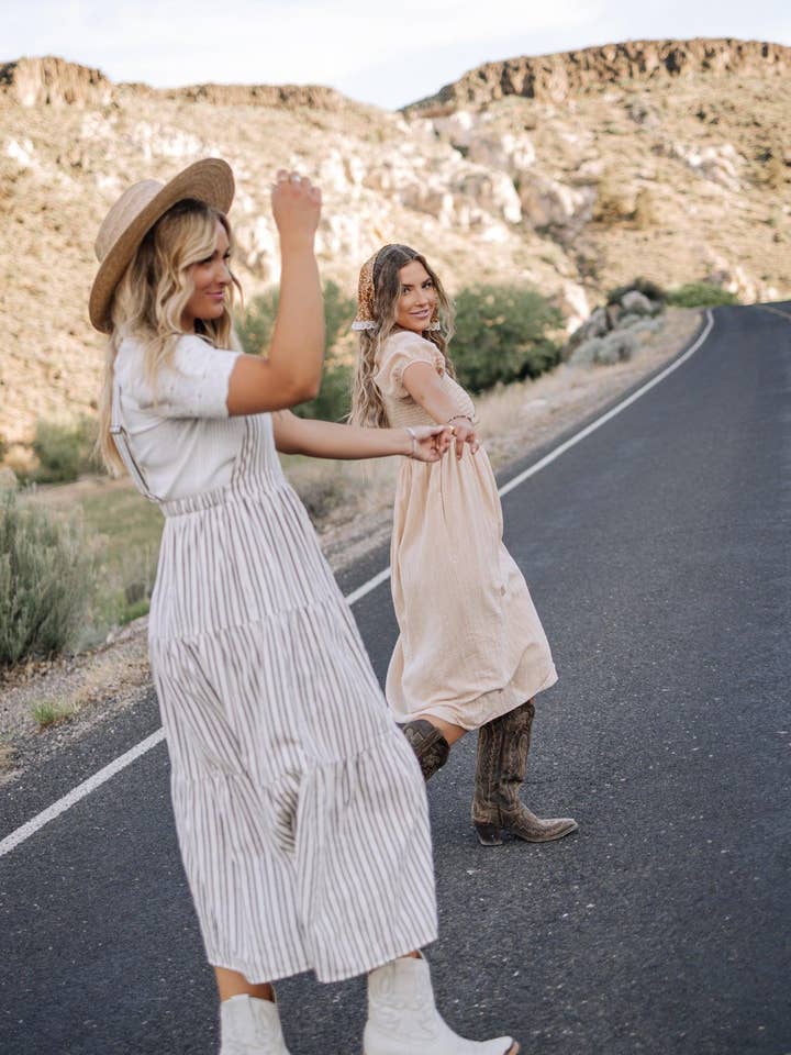 Fehrnvi Apparel - Wholesale Dress - Women's - Elizabeth Overall Dress in Ivory Charcoal3