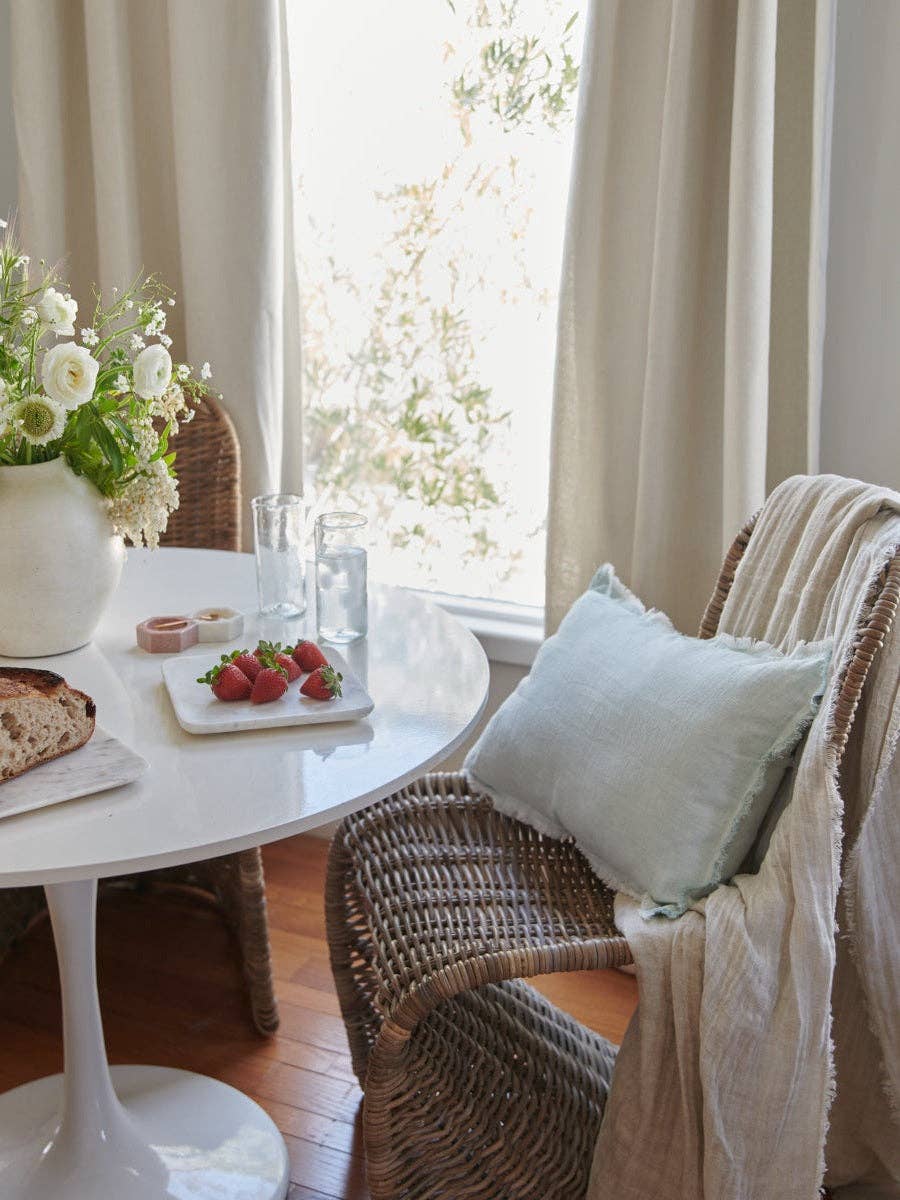 Anaya Home - Wholesale Throw/Decorative Pillow - Light Aqua Fringe Soft Linen Pillow7