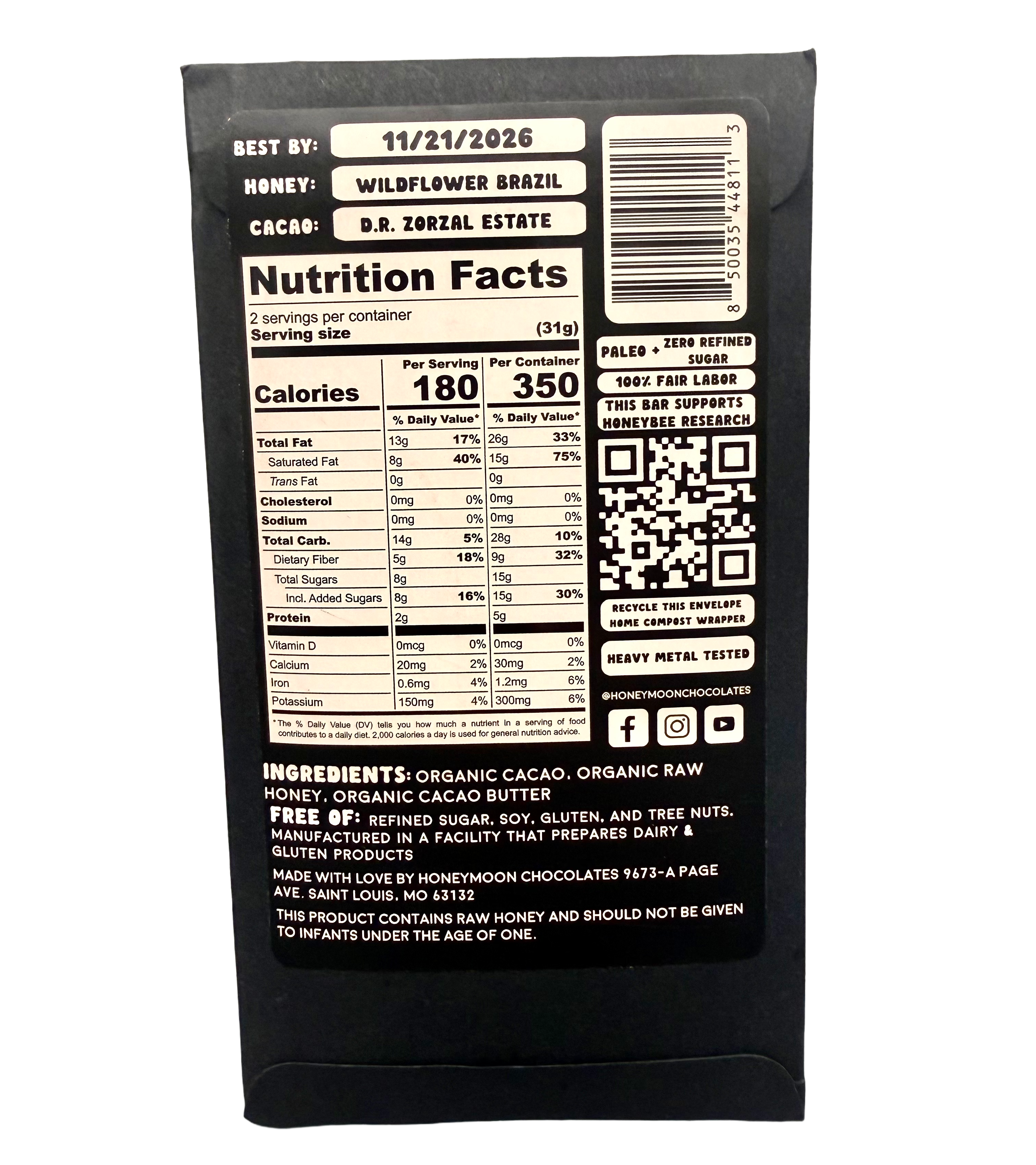 Honeymoon Chocolates - Vendita all'ingrosso Barretta di cioccolato - Cioccolato Fondente 70%1