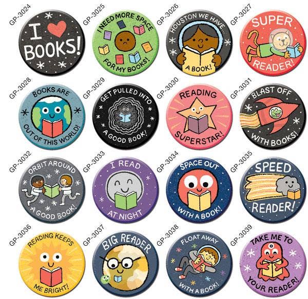 Badge Bomb - Wholesale Lapel Pin/Button - Take Me To Your Reader 1.25" Button Box1