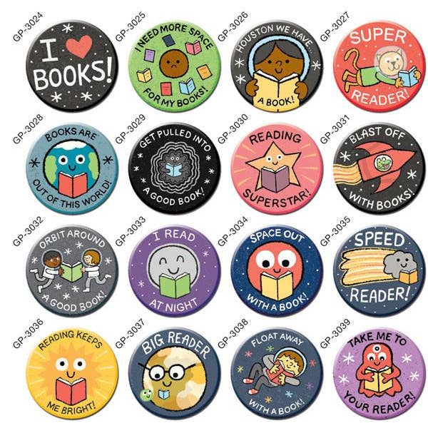 Badge Bomb - Wholesale Lapel Pin/Button - Take Me To Your Reader 1.25" Button Box1
