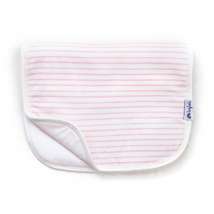 Blush Stripe Organic Burp Cloth for wholesale by IzzyLee's
