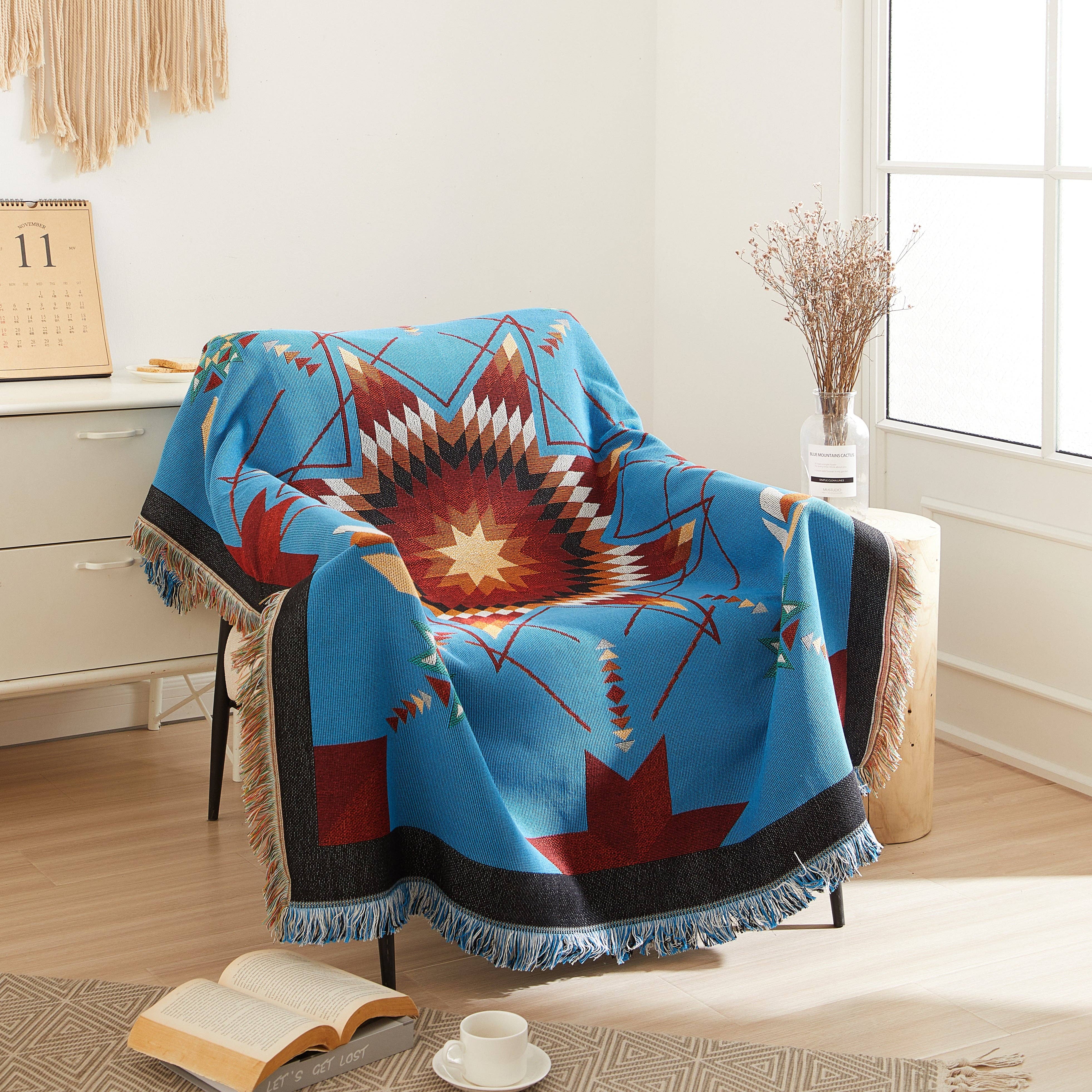 Linen Mart - Wholesale Throw Blanket - Woven Native Star Throw1