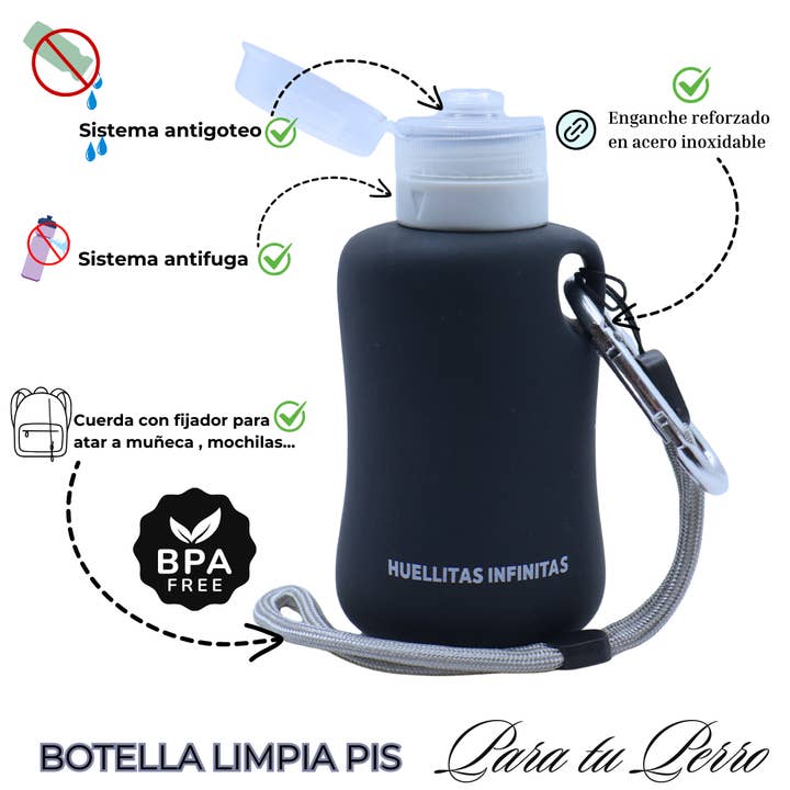 HUELLITAS INFINITAS - Wholesale Pet Cleaning Supplies - Black dog pee cleaner bottle New Color!1