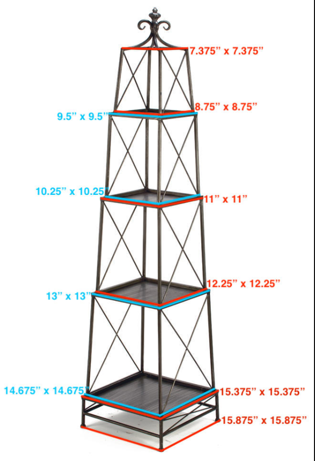 Tripar International – wholesale Retailer display stand/case – 4 Tier Metal Obelisk Stand1