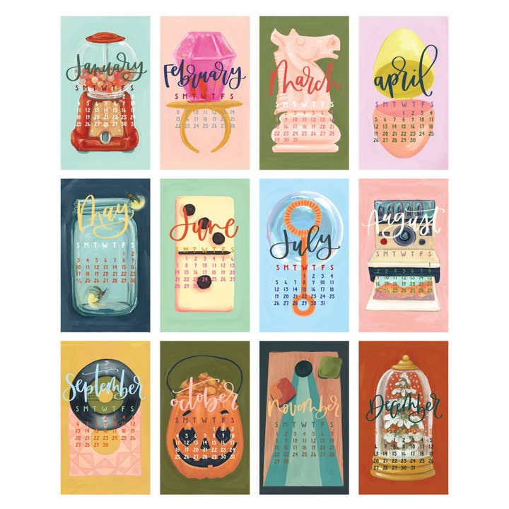 1canoe2 | One Canoe Two Paper Co. - Wholesale Calendar - Forever Young 2026 Mini Desk Calendar with Wooden Block2