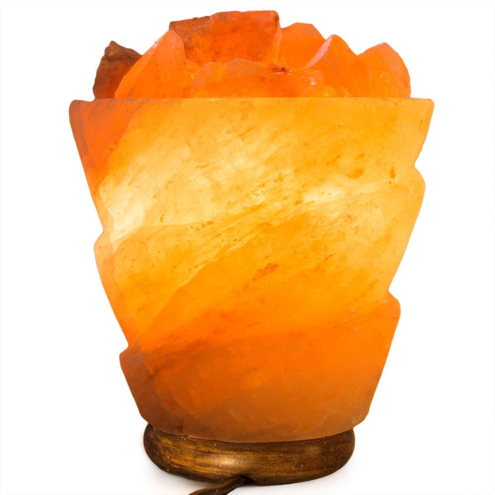Fantasia Mining - Wholesale Salt Lamp - Funnel w/ Chunks Salt Lamp  - 9.5" avg. - Cord, Bulb, Dimmer1