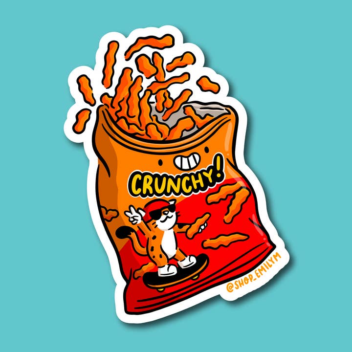 Crunchy Cheese Curls Sticker for wholesale by Shop Emily M