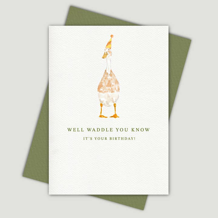 Carte d'anniversaire "Waddle You Know" | Jeux de mots canards pour la vente par Honey and Incense