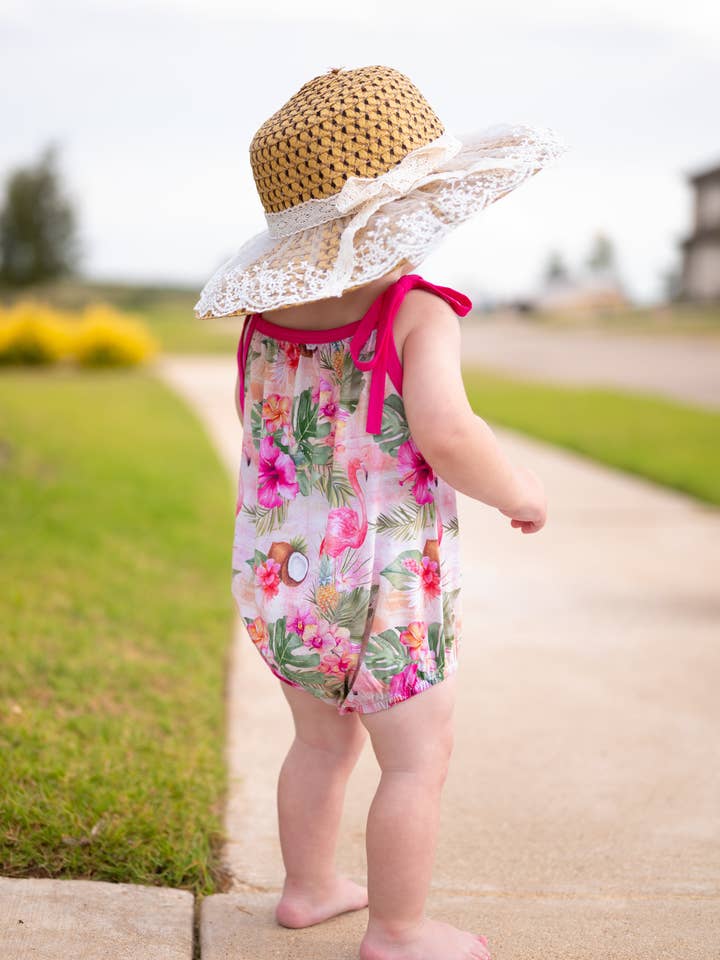 Palm Paradise Bubble Romper for wholesale by Riley & Rett