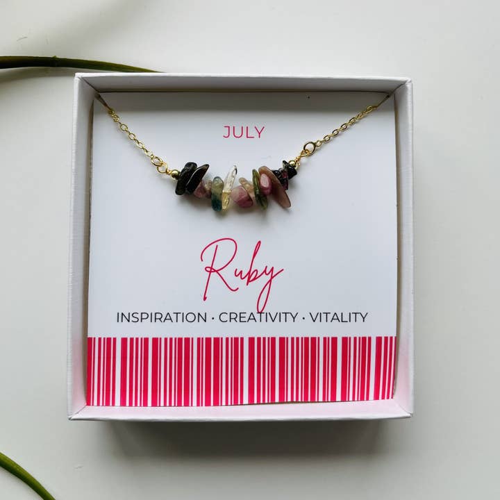 Rubin - Geburtsstein-Halskette Juli für den Großhandel von Colour Addict Jewellery