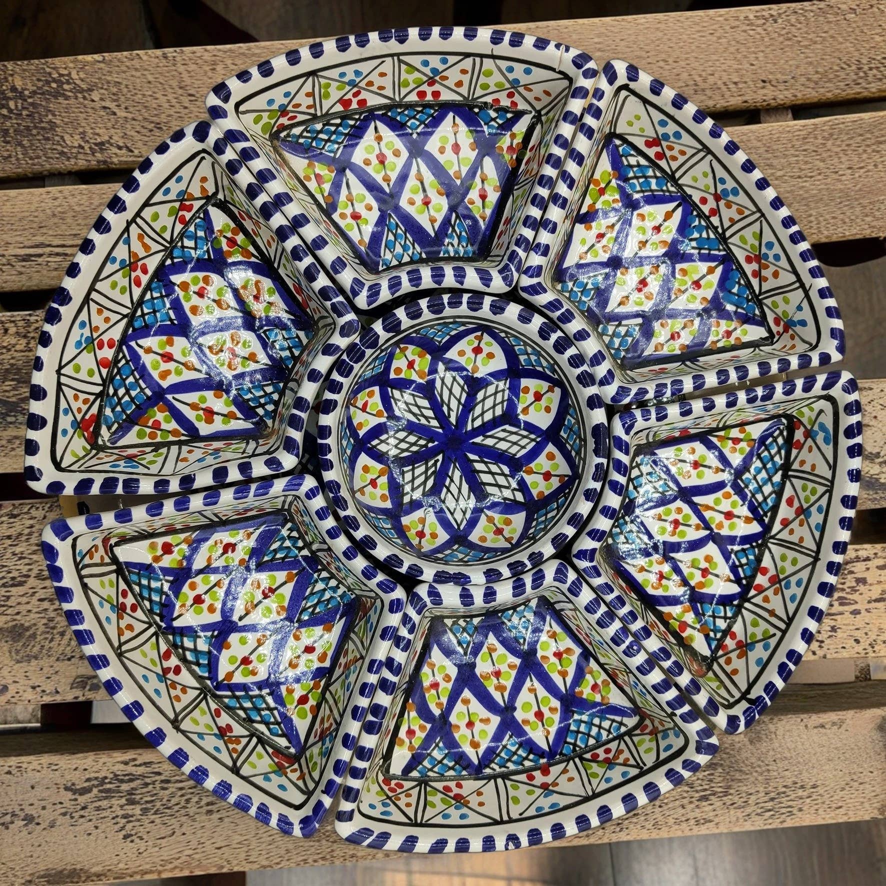 Etnico del Mondo - Wholesale Appetizer Serveware - Tunisian Hand-Painted Terracotta Ceramic Appetizer Dish0