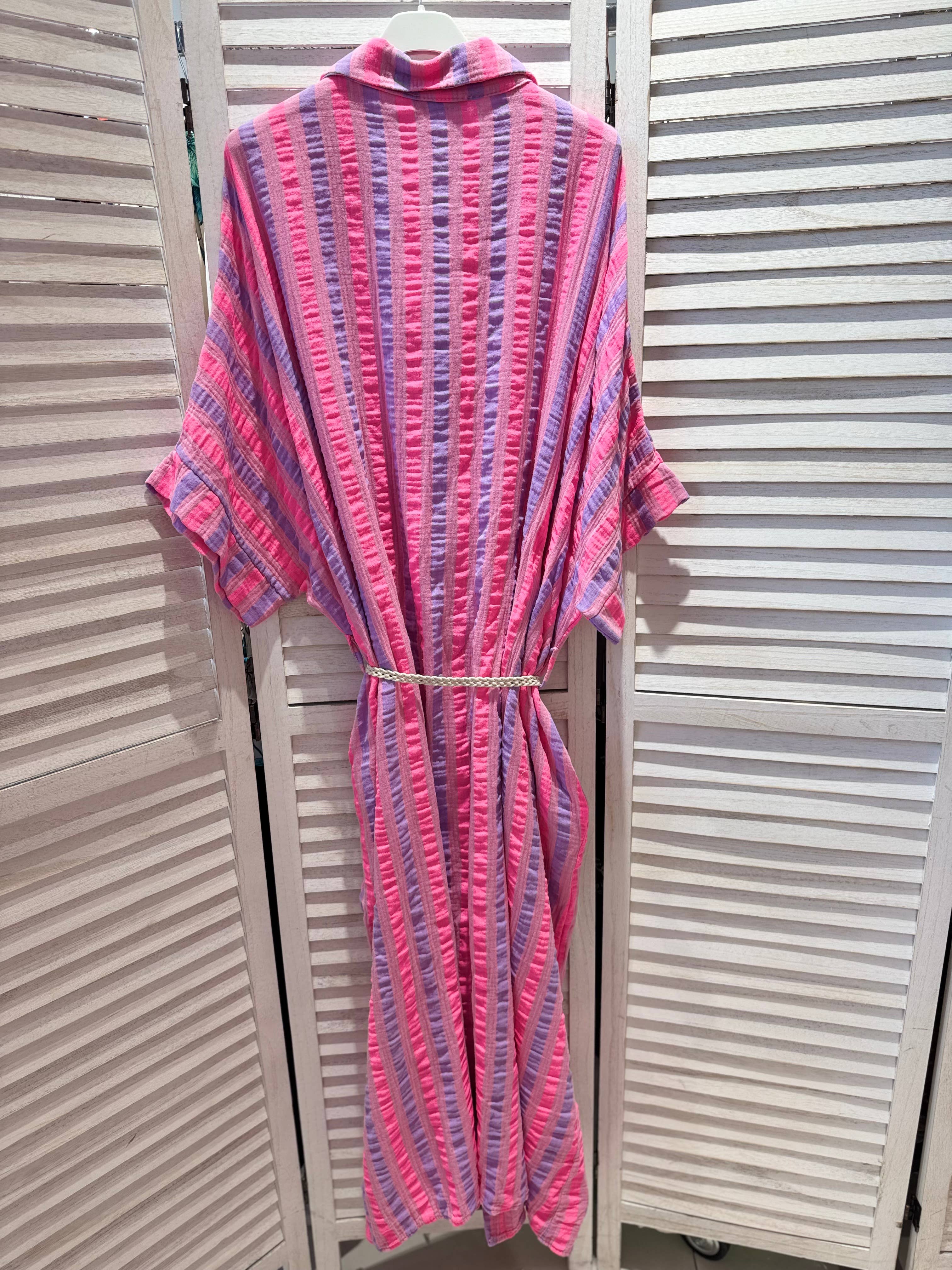 VICTORIA&ISAAC - Wholesale Dress - Women's - Striped summer dress with belt - A1055-1stripe4