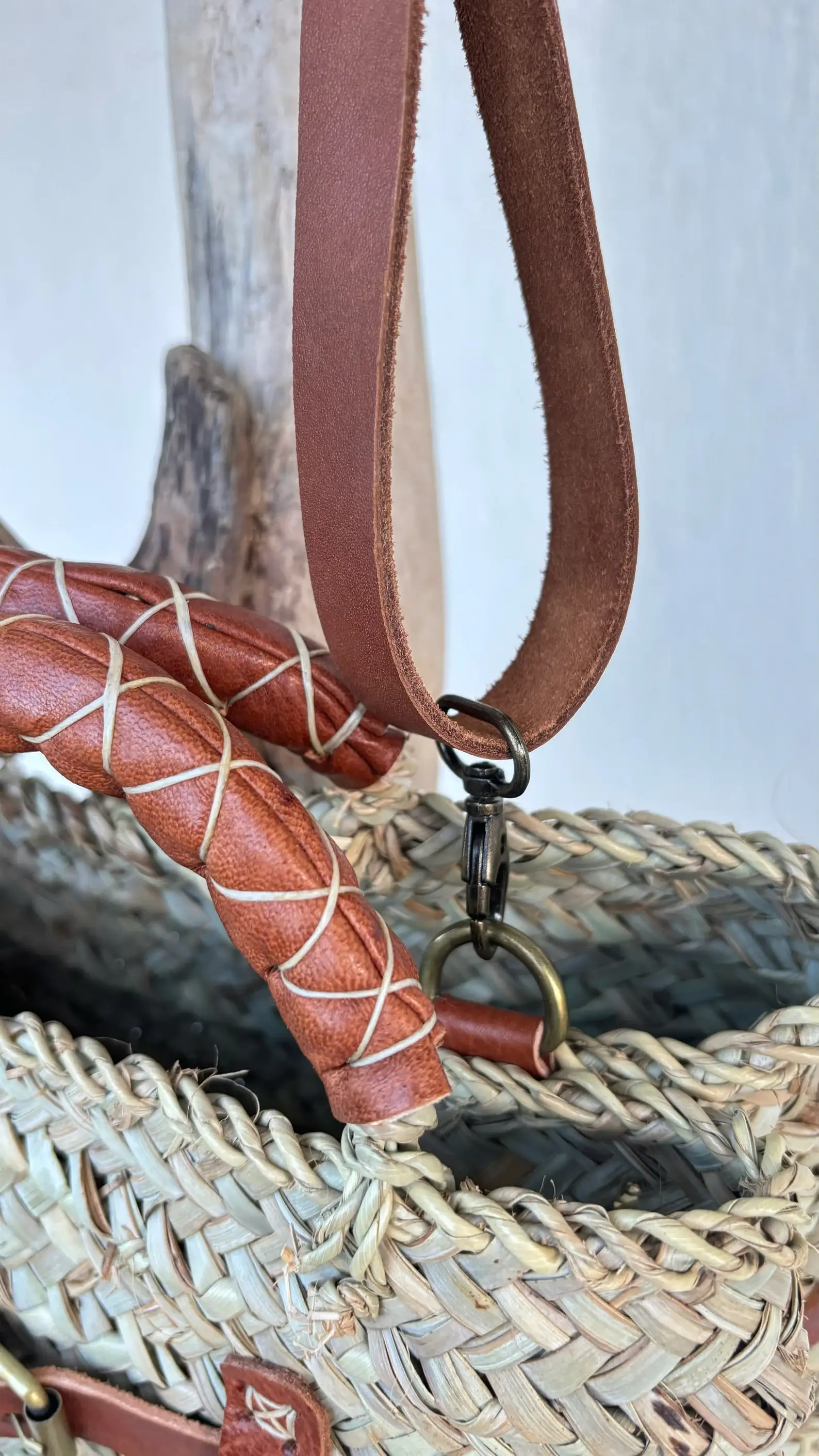 DarKech - Wholesale Beach Bag - Handmade French Baskets with Leather Straps Straw Basket Bag12