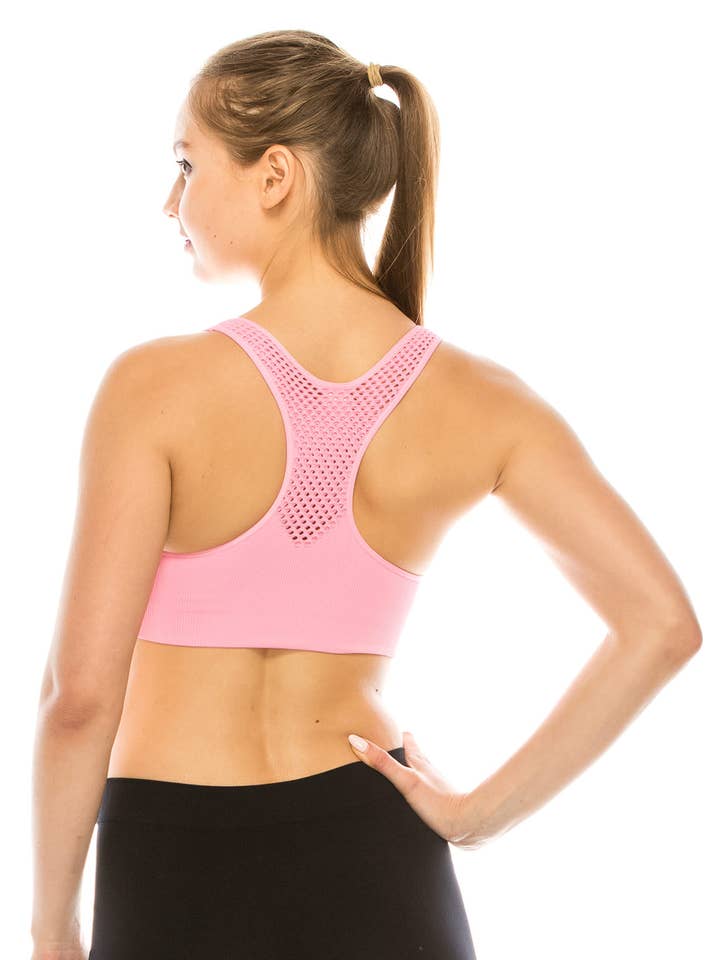 PADDED MESH RACERBACK SPORTS BRA for wholesale by KurveShop