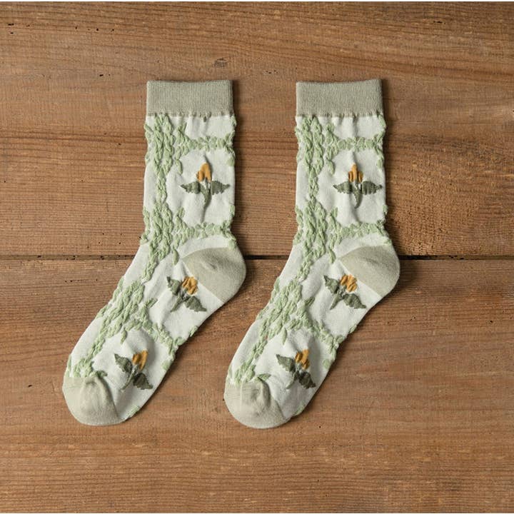 Assorted pairs pack pattern per pair min packs pairs JCS011 3D Vintage Floral Socks for wholesale on Faire6