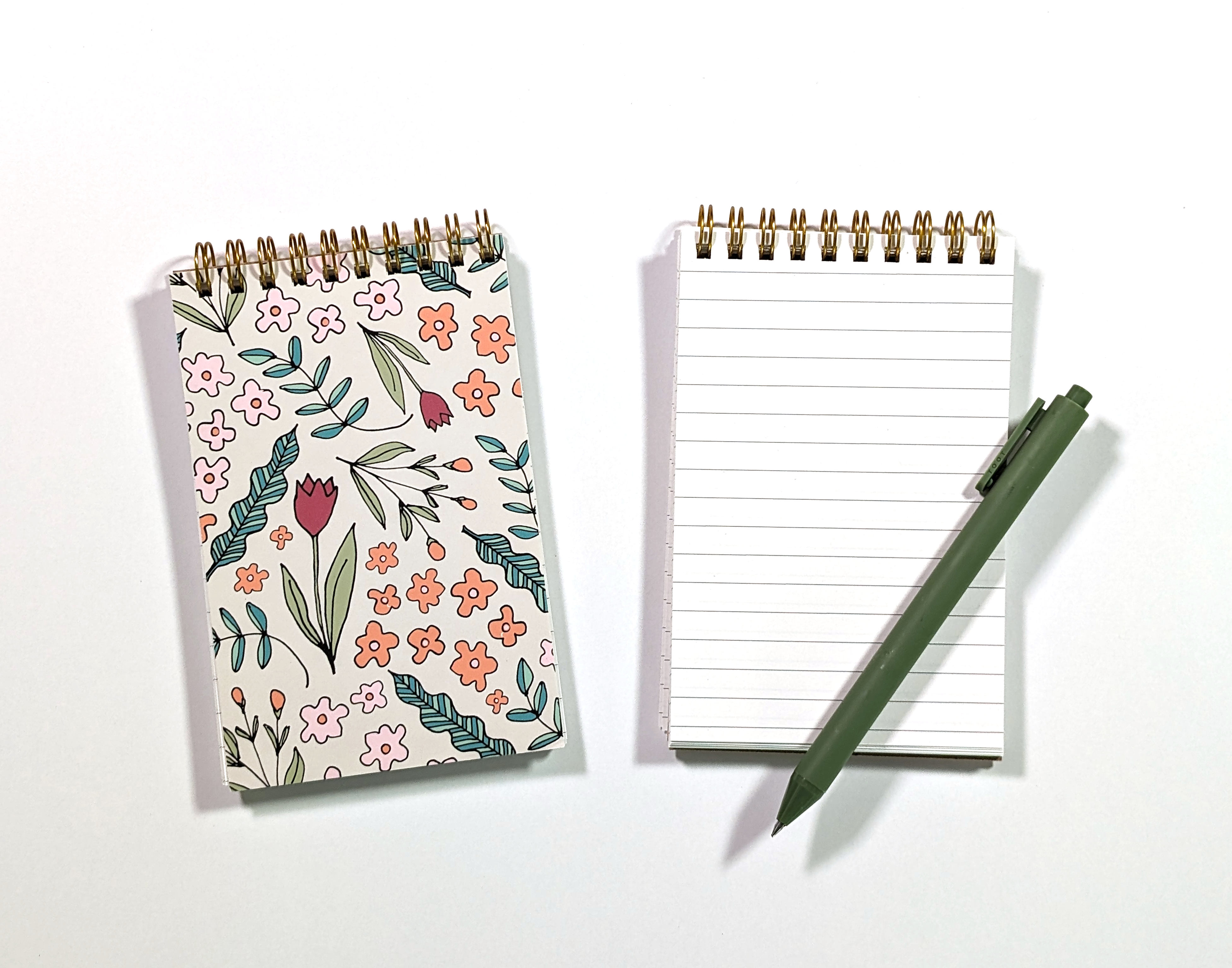 Lucid Moon Studio, LLC - Wholesale Notebook - Floral Doodles Top Spiral Jotter Pocket Notebook2
