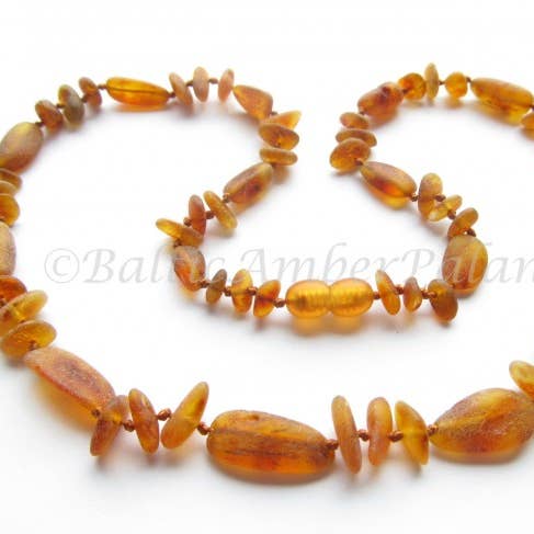 Baltic Amber Necklace, Raw Unpolished Cognac Color 4 for wholesale by Baltic Amber Palanga