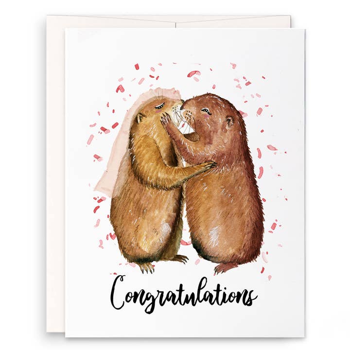 Prairie Dog Couple - Funny Wedding Card for wholesale by Liyana Studio