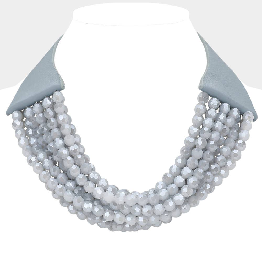 Sensibling Corp. – Engroshandel Perlehalskæde – Chunky akryl perle multi-lags faux læder halskæde4
