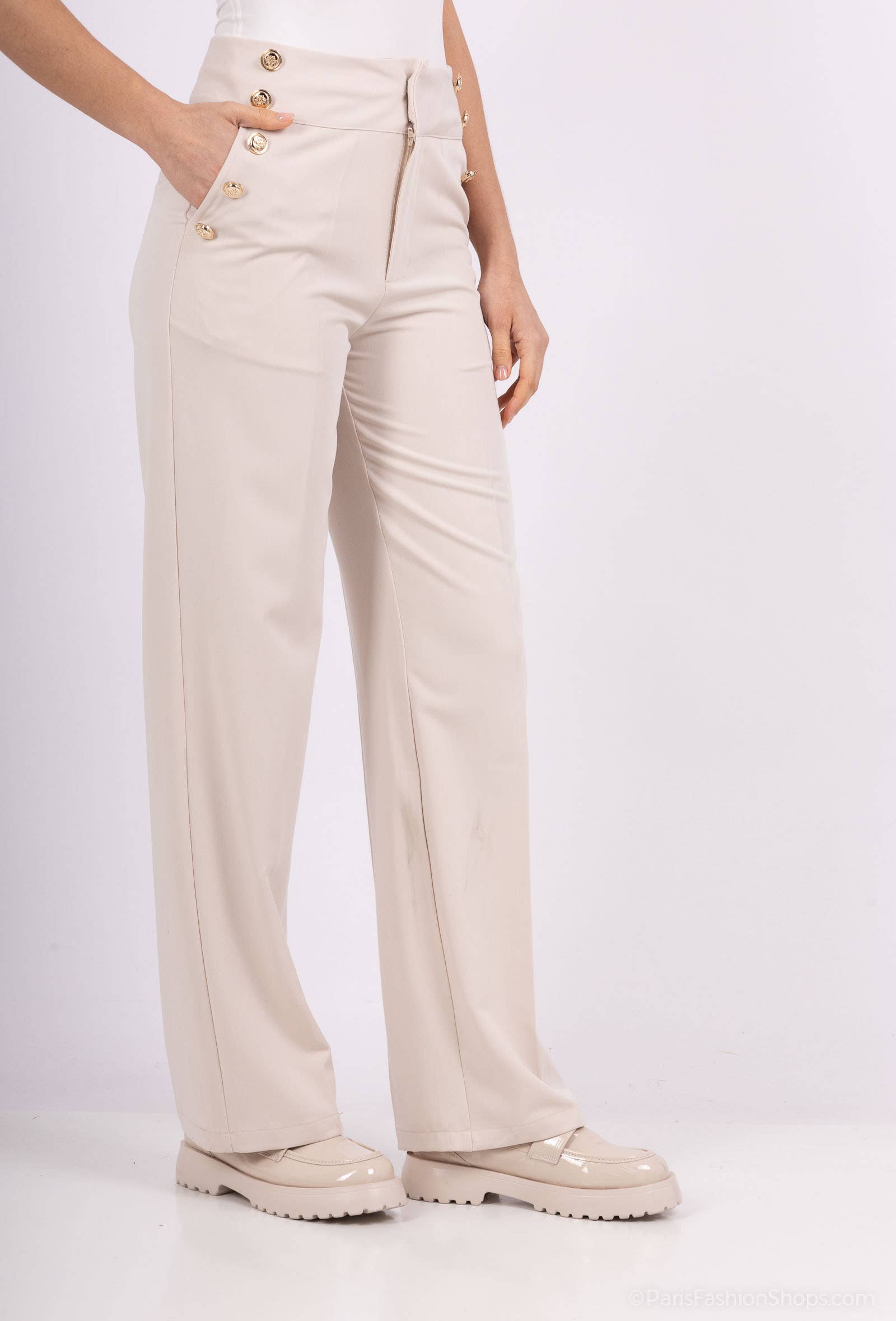 Afinity – wholesale Suit trousers – women's – Women's tailored pants with decorative buttons A3307PT–chic9