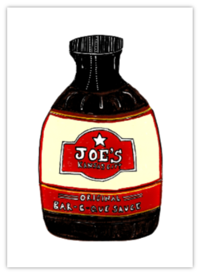 Art by Nate Crosser - Wholesale Painting/Drawing - KC JOES BBQ Sauce Painting (5x7" Digital Reprod.)1