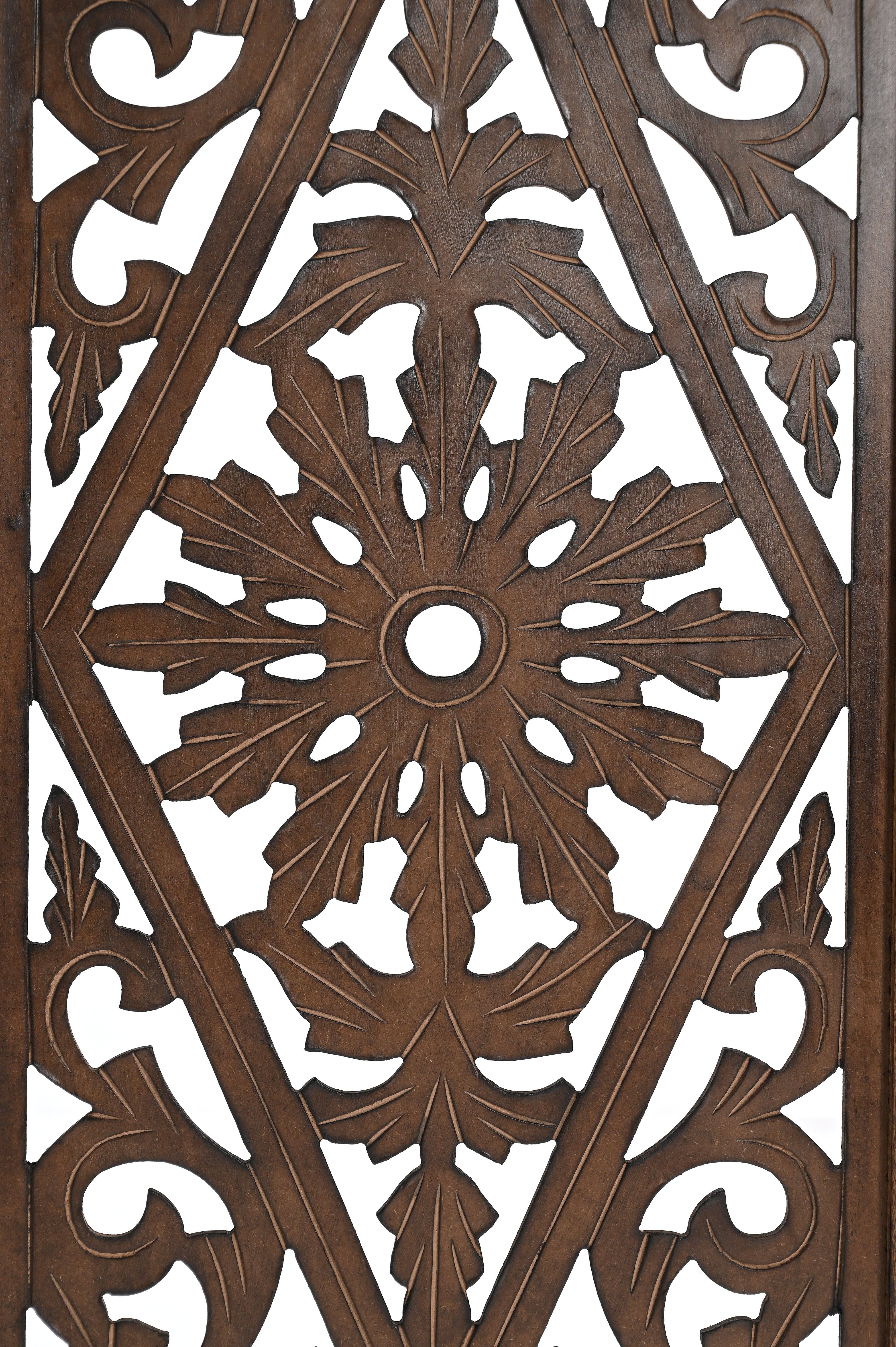 iAnanas - Wholesale Pet Folding Gate - Dog - Handmade Mango Wood Dog Gate - Freestanding 4-Piece Pet Gate, Brown, Foldable Safety Fence & Fireplace Guard for Dogs, Cats & Children - 180x2x84 cm3